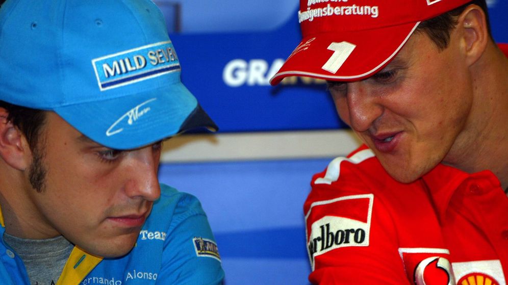 Foto: Michael Schumacher y Fernando Alonso en la temporada 2003.